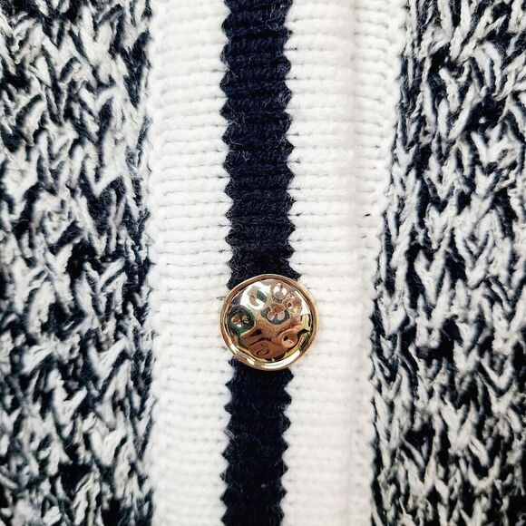 Anthropologie Maeve Tweed Boyfriend Cardigan Sweater XSP Black White Marled Knit - Picture 5 of 10